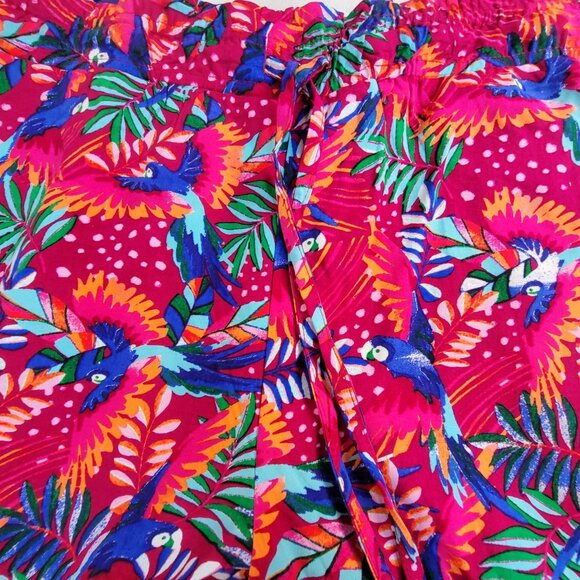 Island Collection Stella Parker Tropical Parrot Summer Pants Medium Pink New $54 - Picture 4 of 10